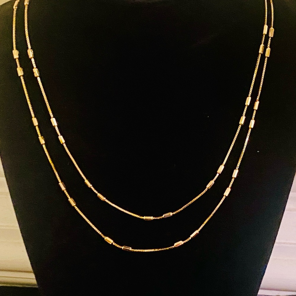 Double Layer Bead 18Kt Gold Over 925 Sterling Silver Necklace Set